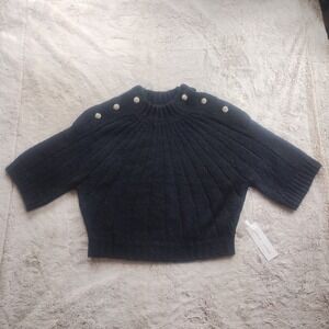 bishop + young Chandler Pullover Sweater Women's Small Black Cropped Chic NWT